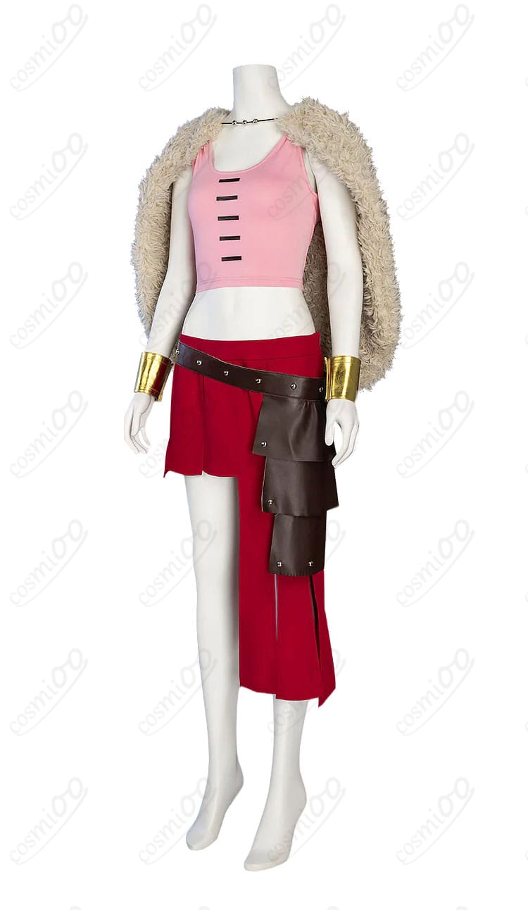 腰から側面にかけての装飾とステッチのアップ