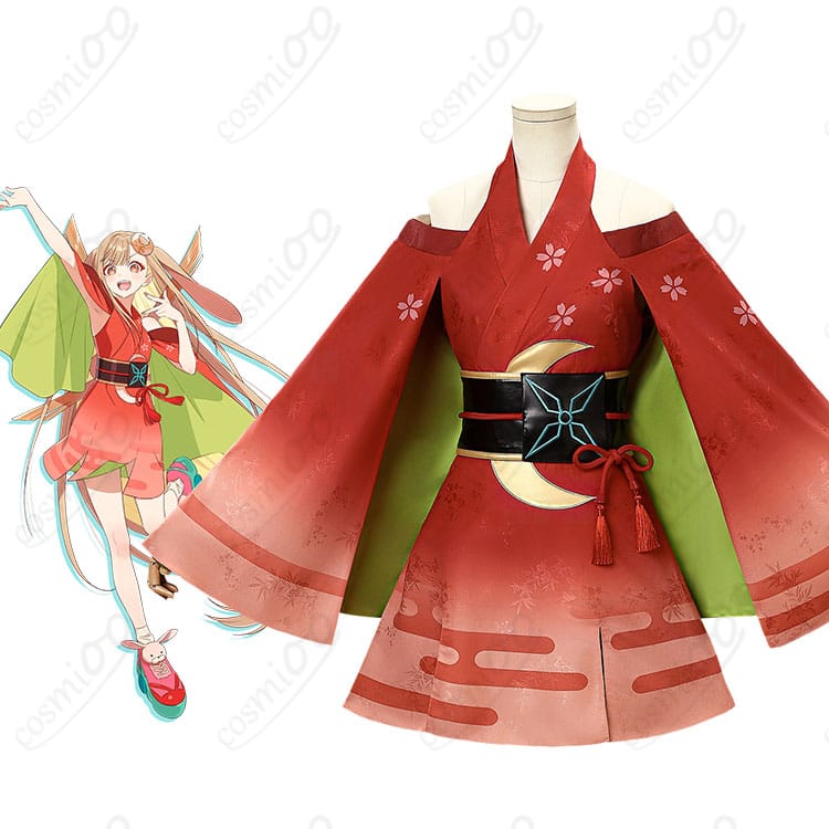 かぐや姫のコスプレ衣装を着用したモデル全身と装飾の雰囲気が分かるイメージ