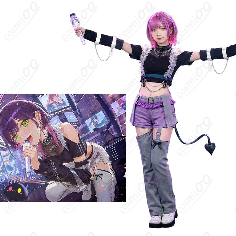 常闇トワの6周年記念LIVEステージ衣装一式とキャラクターイメージのコーディネート例