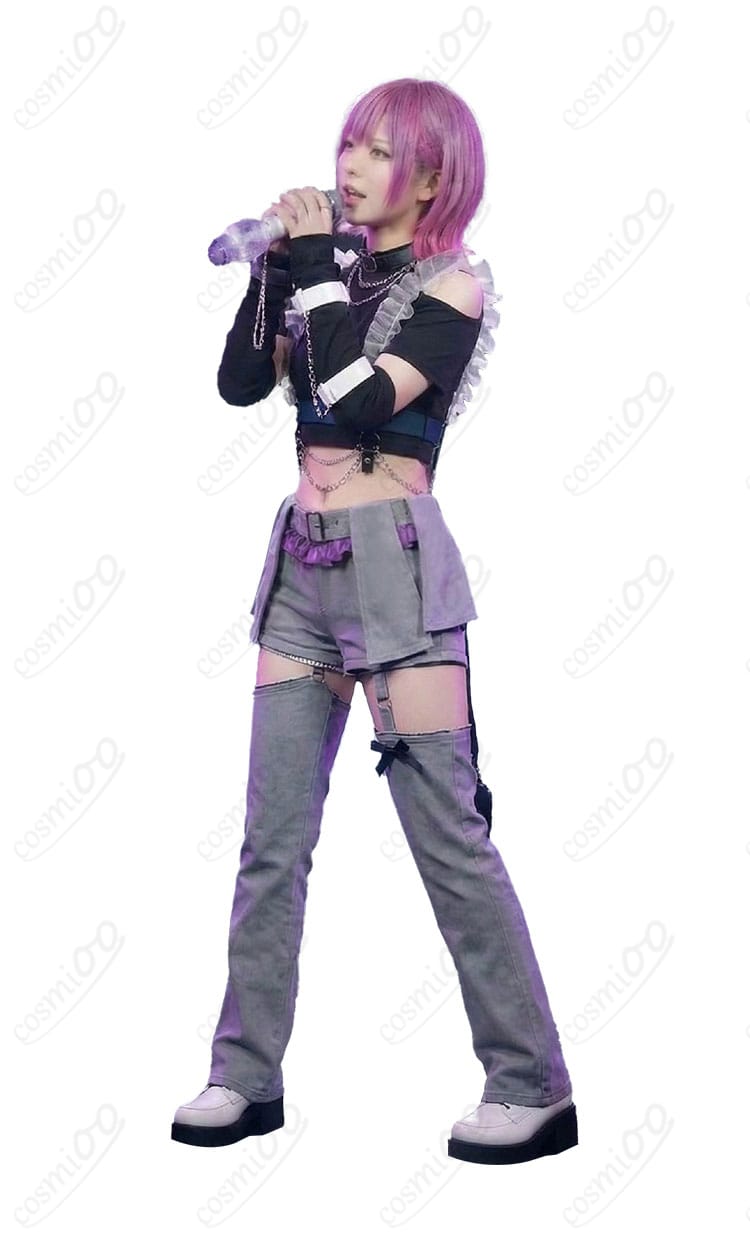 常闇トワ 6周年記念LIVE衣装の側面シルエットとベルト・チェーンの見え方