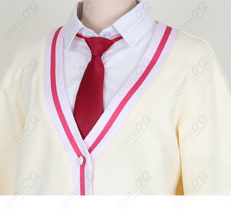 大倉メグミ 制服コスプレの襟元・ネクタイ装着ディテール画像