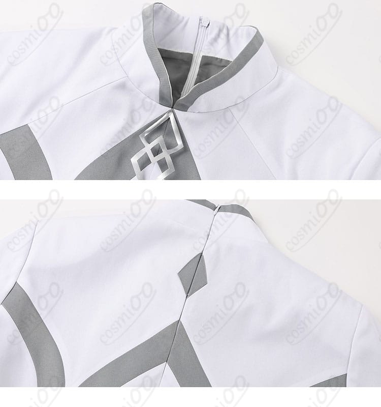 襟元の装飾ディテールとステッチワークの接写