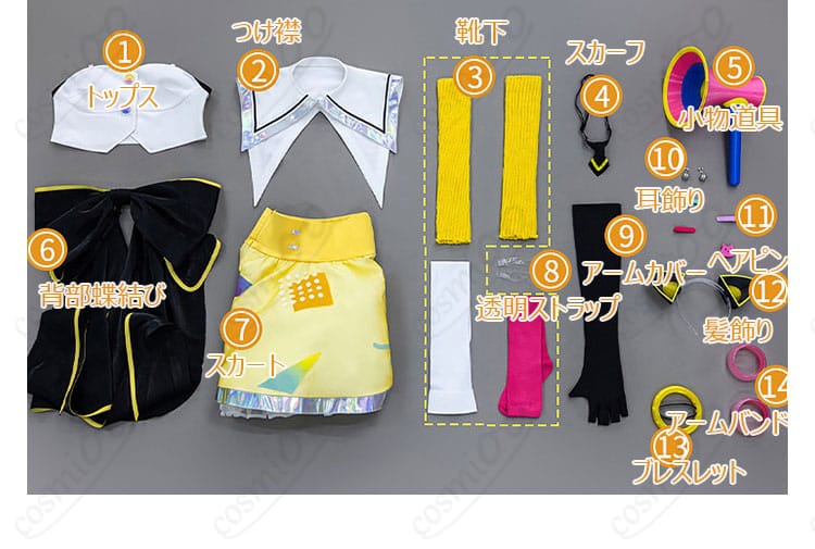 セット内容一式の平置き展開写真（小物含む）