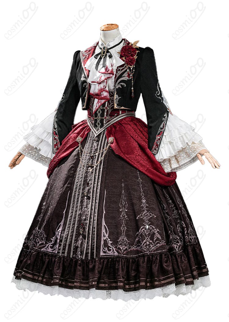 恋と深空 主人公コスプレ衣装の側面シルエットとコルセットベルトの見え方