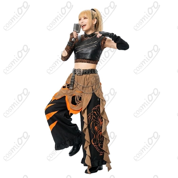 ホロライブ風ステージ衣装｜レザー×チェーンでクールに映える高再現セット - 2枚目の画像