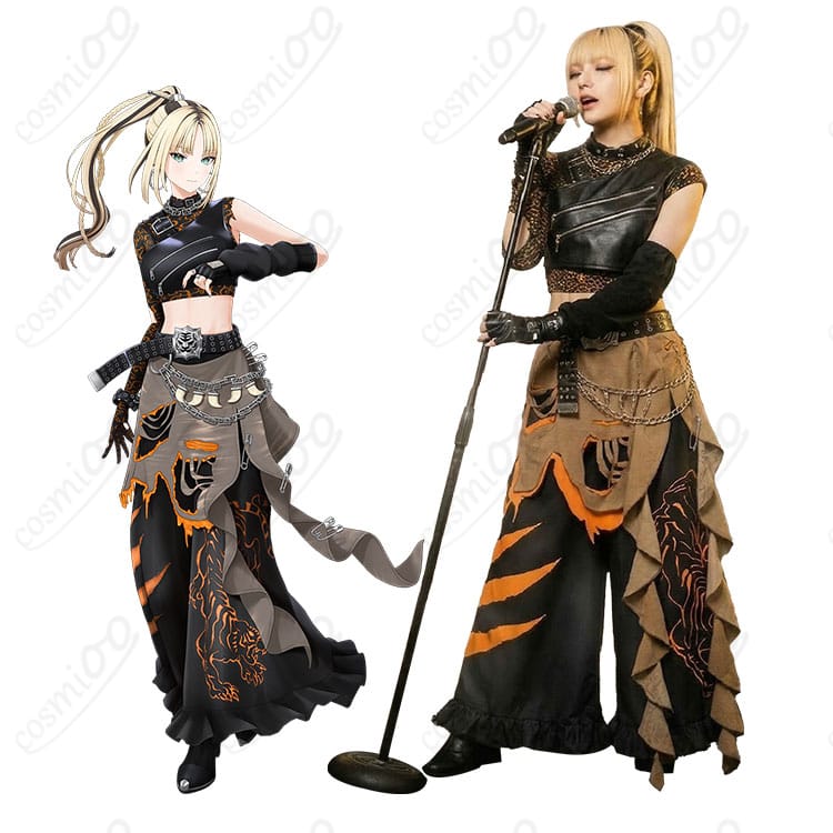 ホロライブ風ステージ衣装一式と装着イメージのキャラクター風ビジュアル