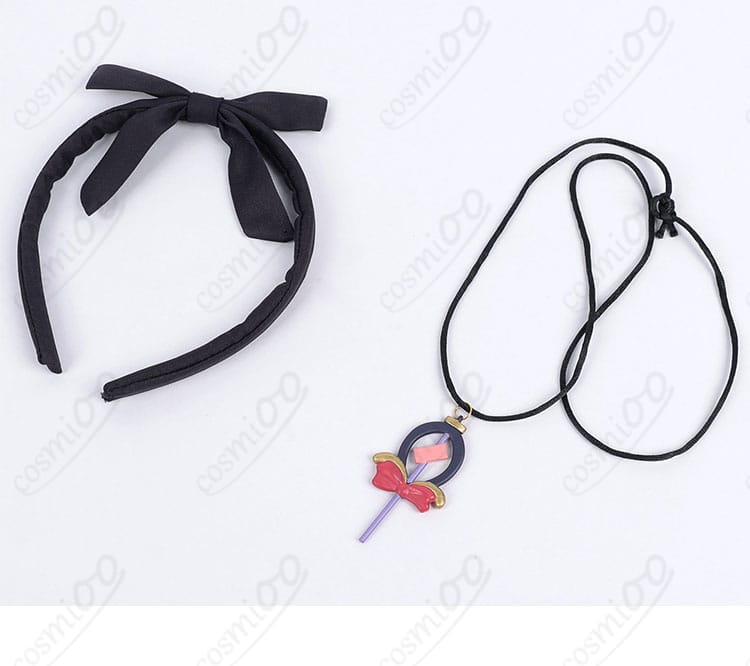 髪飾りとネックレスの質感・留め具ディテール写真