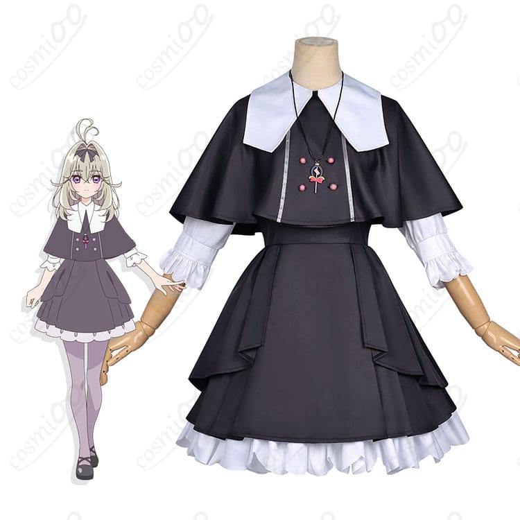 コスプレ用ケープ付き日常服ワンピース一式の着用イメージ