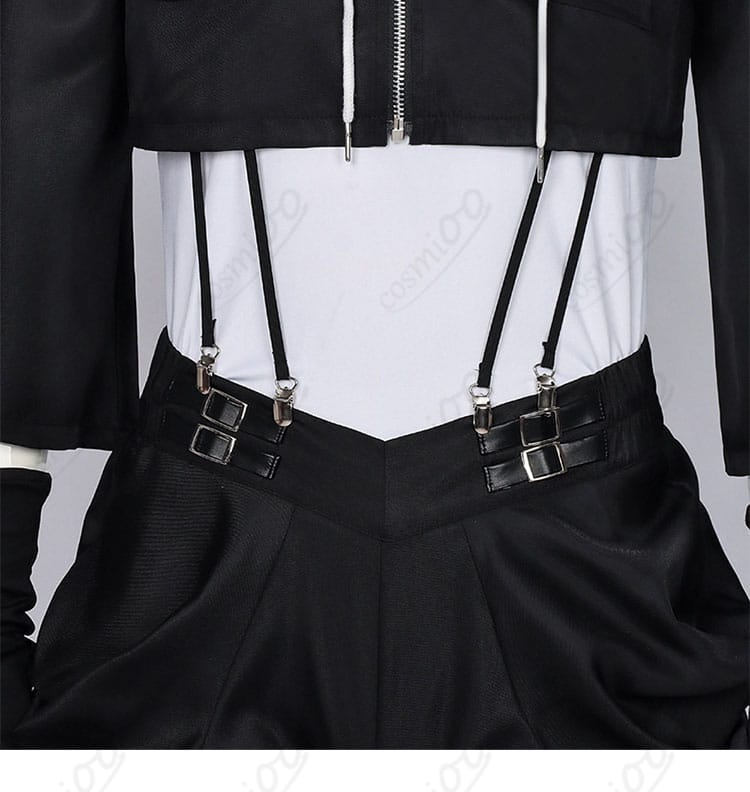 腰回りとサスペンダーの固定ディテール（長さ調整可能な仕様）