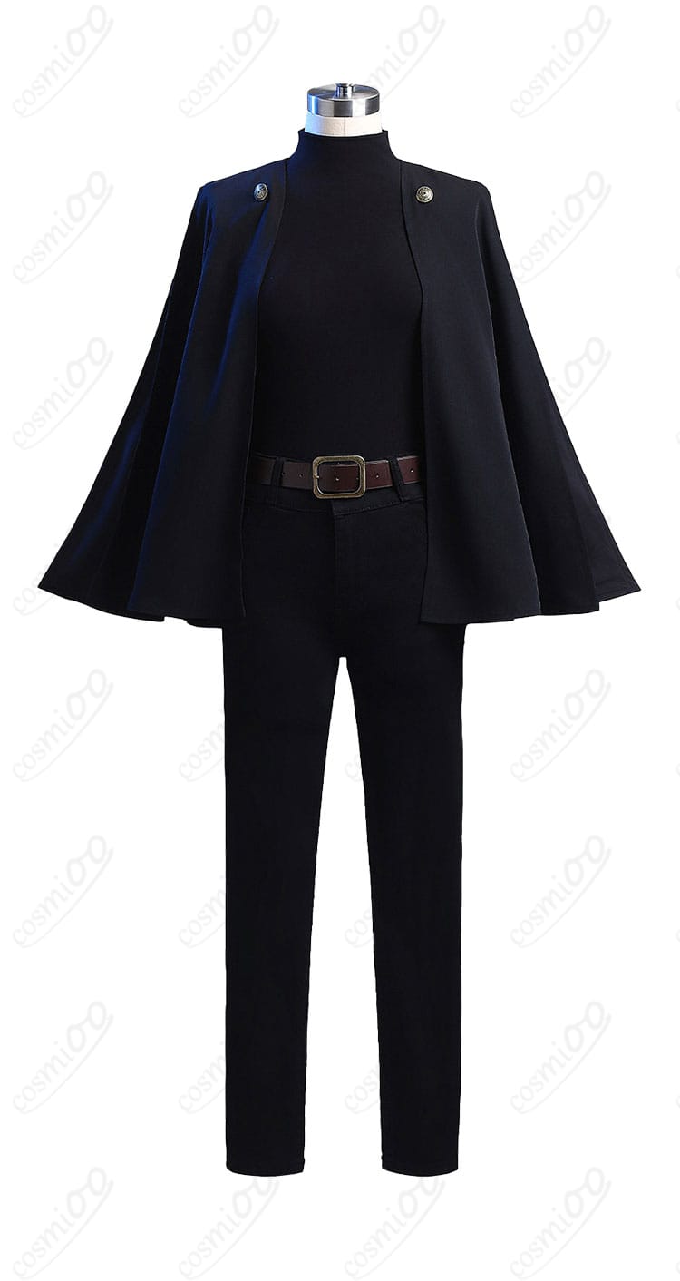 禪院真希 死滅回游編 コスプレ衣装の正面全体（インナー・ベルト・ズボン・マント）