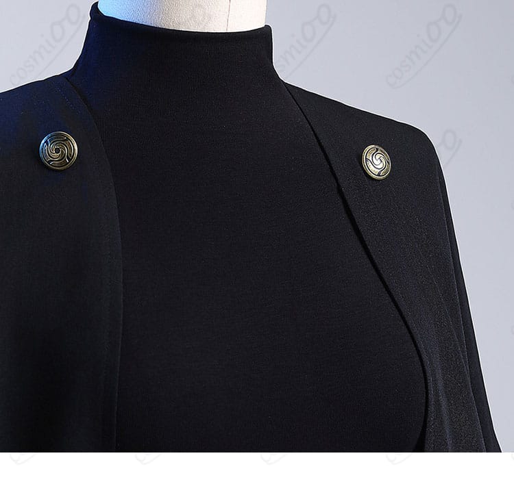 衣襟の形状ディテール（首元の立ち上がりとライン）