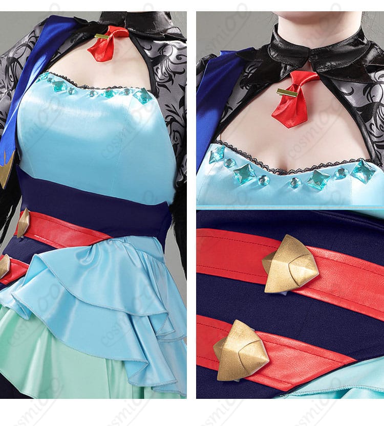 襟元とスカーフの装飾ディテール（色・形状の再現）