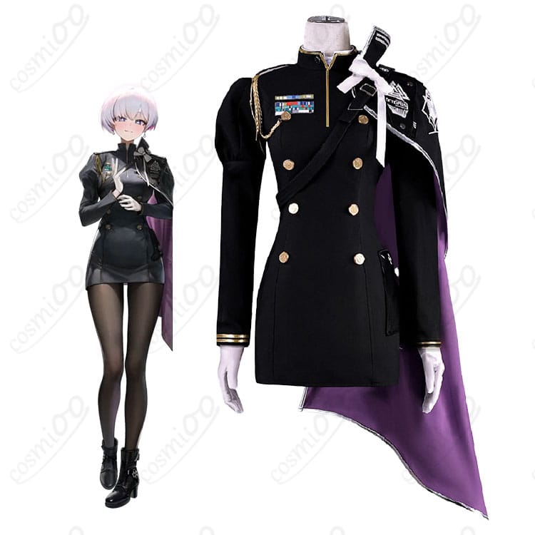 リリーバイス（勝利の女神：NIKKE）軍服コスのキャラクタービジュアルと衣装イメージ