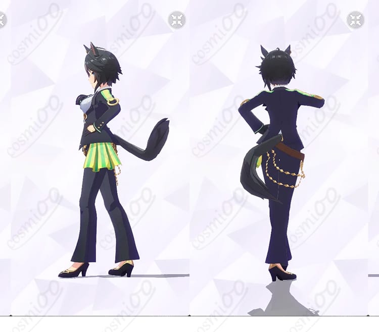 フジキセキ 勝負服 シューティンスタァ・ルヴュの背面と右側全身。ジャケットの後ろ姿とディテール、シルエットを示す商品画像