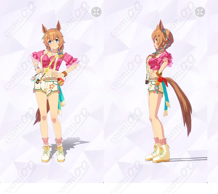 タイキシャトル Bubblegum☆Memories 勝負服の正面と左側がわかる商品画像。高コントラスト配色ときれいなシルエット、薄手生地の質感を確認できます。