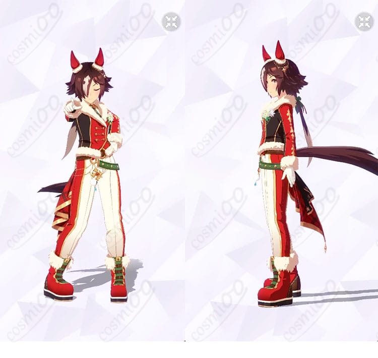 ウマ娘 ウオッカ 勝負服の正面と左側がわかる商品画像。高コントラスト配色とすっきりしたシルエットを強調。