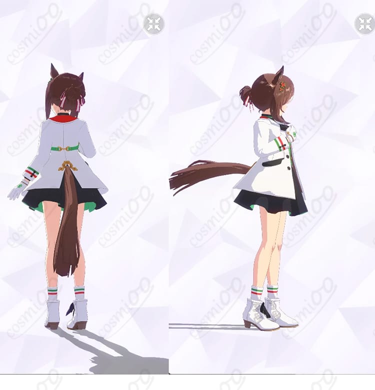 ファインモーション Noble Seamair 勝負服コスプレ衣装の背面と右側ディテール