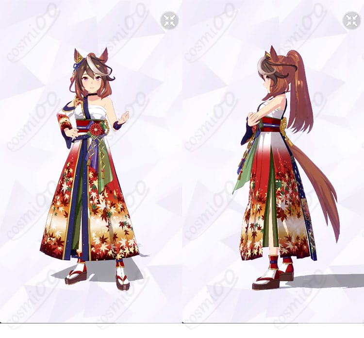 シンボリルドルフ 皓月の弓取り 勝負服コスプレ衣装の正面と左側ディテール