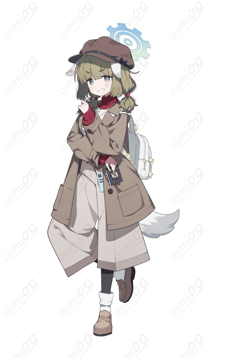 荒槇ヤクモの全身コスプレ着用イメージ|コートと帽子を合わせた学園風スタイル