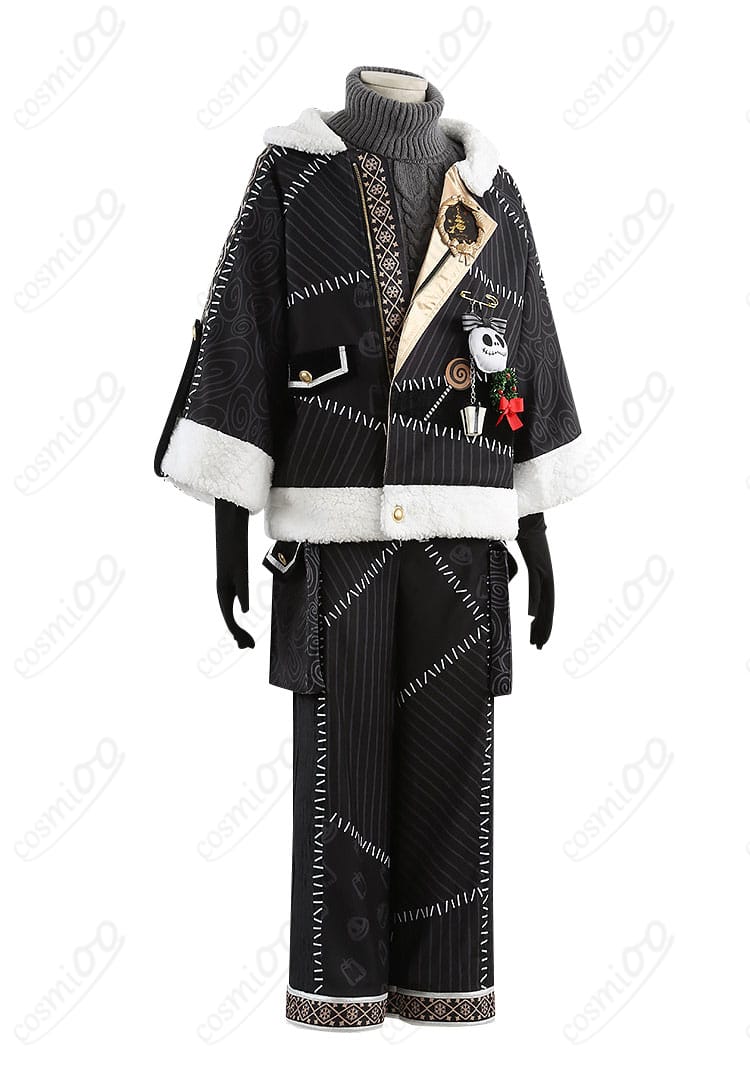 右側から見たコートのシルエットと装飾ディテール