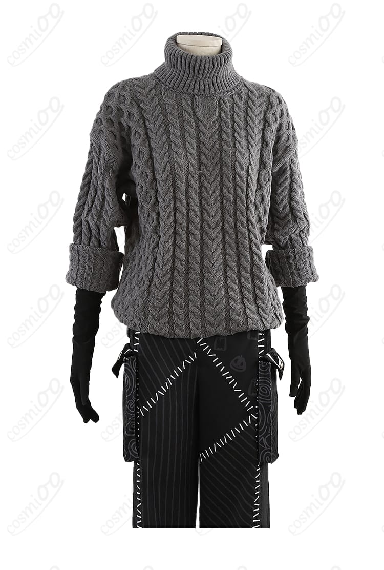 セーター前面の編み地と質感が分かるディテール