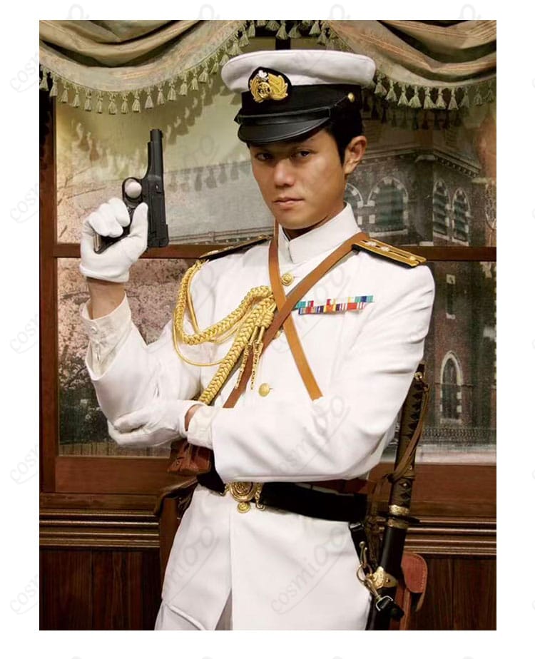 レトロ軍装・第二種軍装風コスプレ衣装の正面着用参考写真（ハリ感と端正なシルエット）