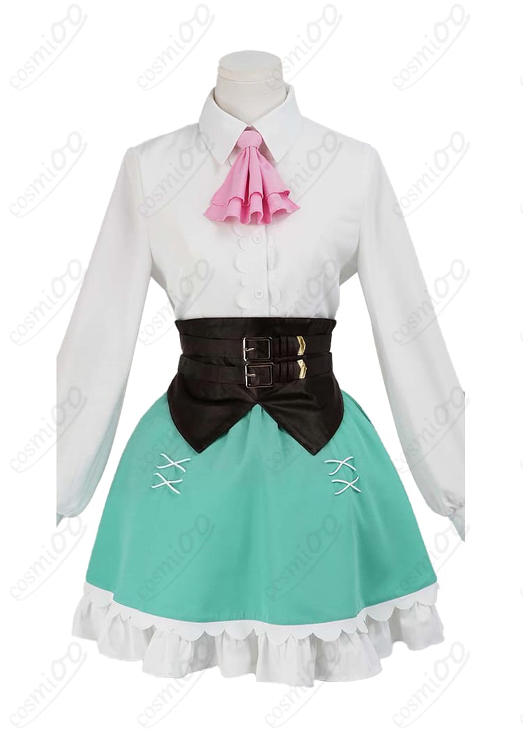 レム 私服風コスプレ衣装 シャツとスカートのフロントディテール、ヘアピン付き