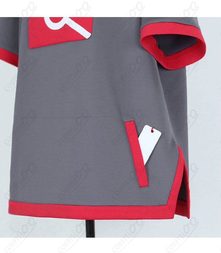 トップス前面ポケットまわりのステッチと袋布のディテール。補強縫製の仕上がり。