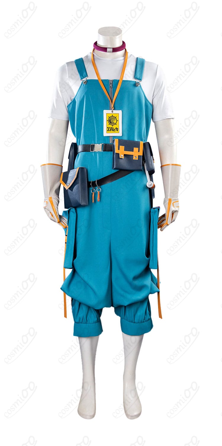 トップス正面の装飾ディテール（名札・配色・ステッチ）