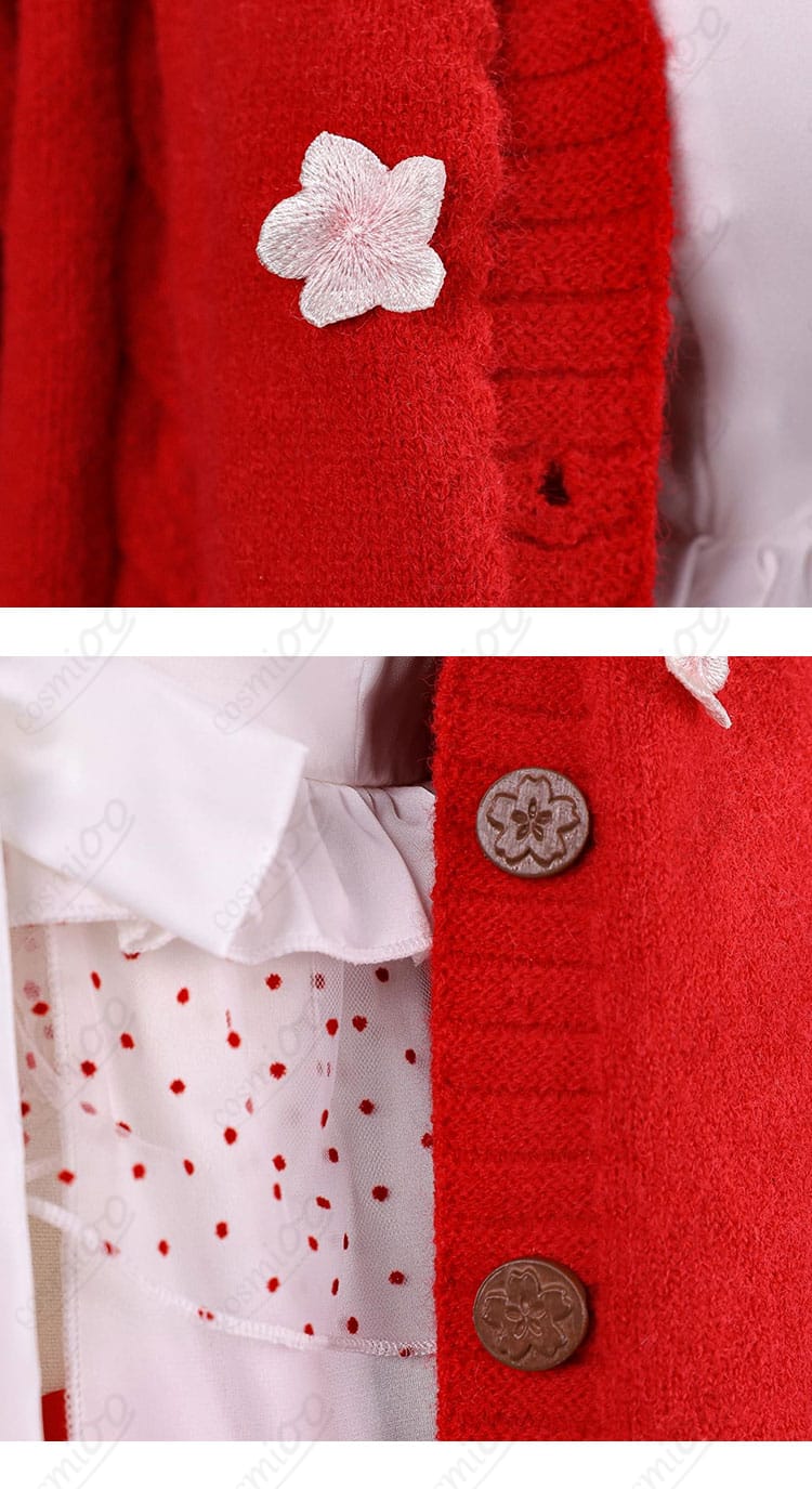 前立てボタンの意匠と配色コントラストの近接写真