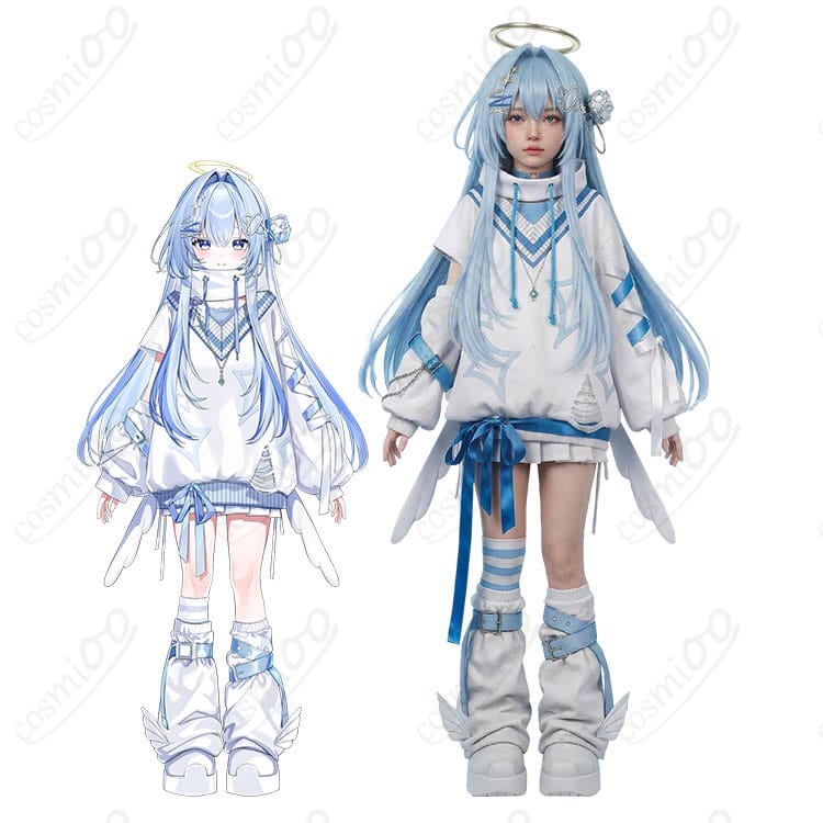 涼上エリス 初期衣装の着用イメージとキャラクタービジュアルを並べた画像