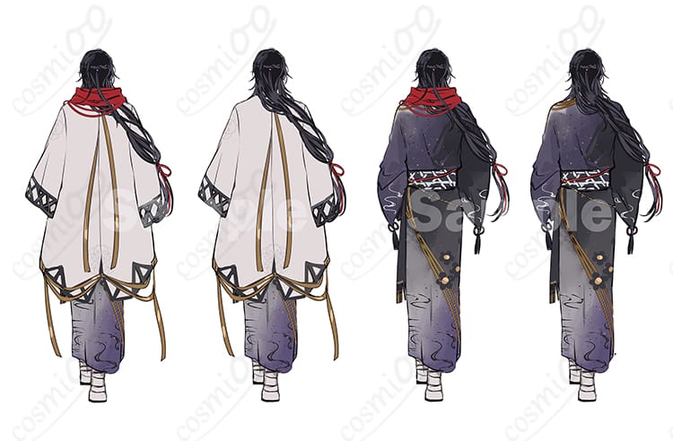 ヴェザリウス・バンデージ 和装コスプレ衣装の背面全体図｜崩れにくい留め仕様ときれいな背面ライン