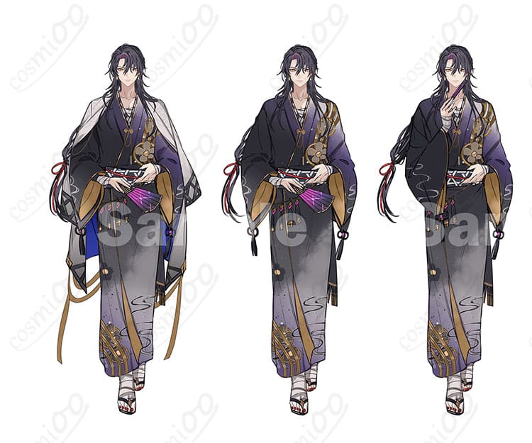 ヴェザリウス・バンデージ 和装コスプレ衣装の正面全体図｜クールな直線シルエットと和風デザイン