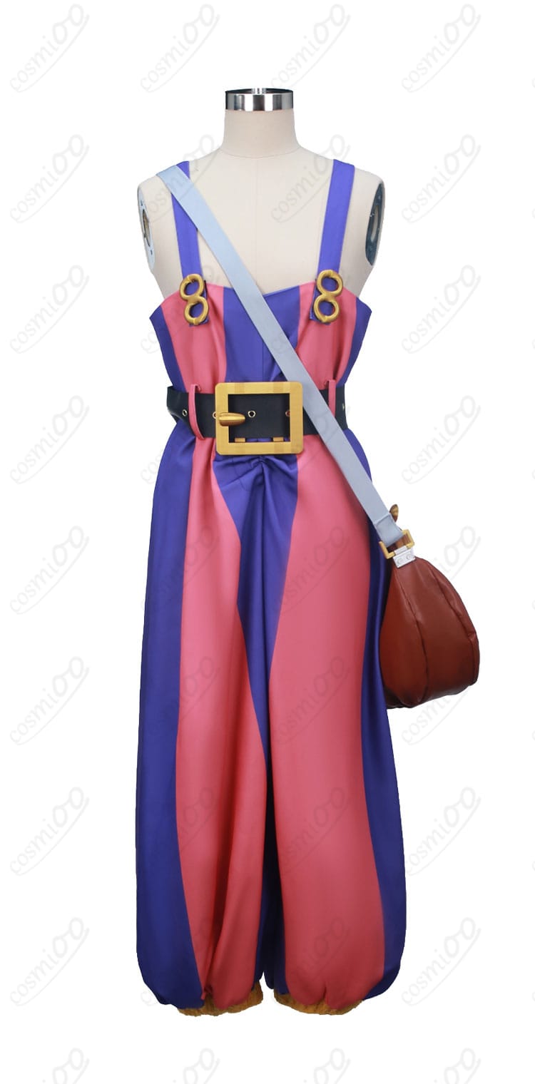 ウソップ コスプレ衣装の正面全体（オーバーオールと小物の配置）