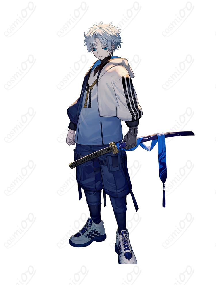 Fate/Grand Order 藤堂平助 第一段階のコスプレ衣装を着用した全身正面イメージ(クールなサイバー調デザイン)