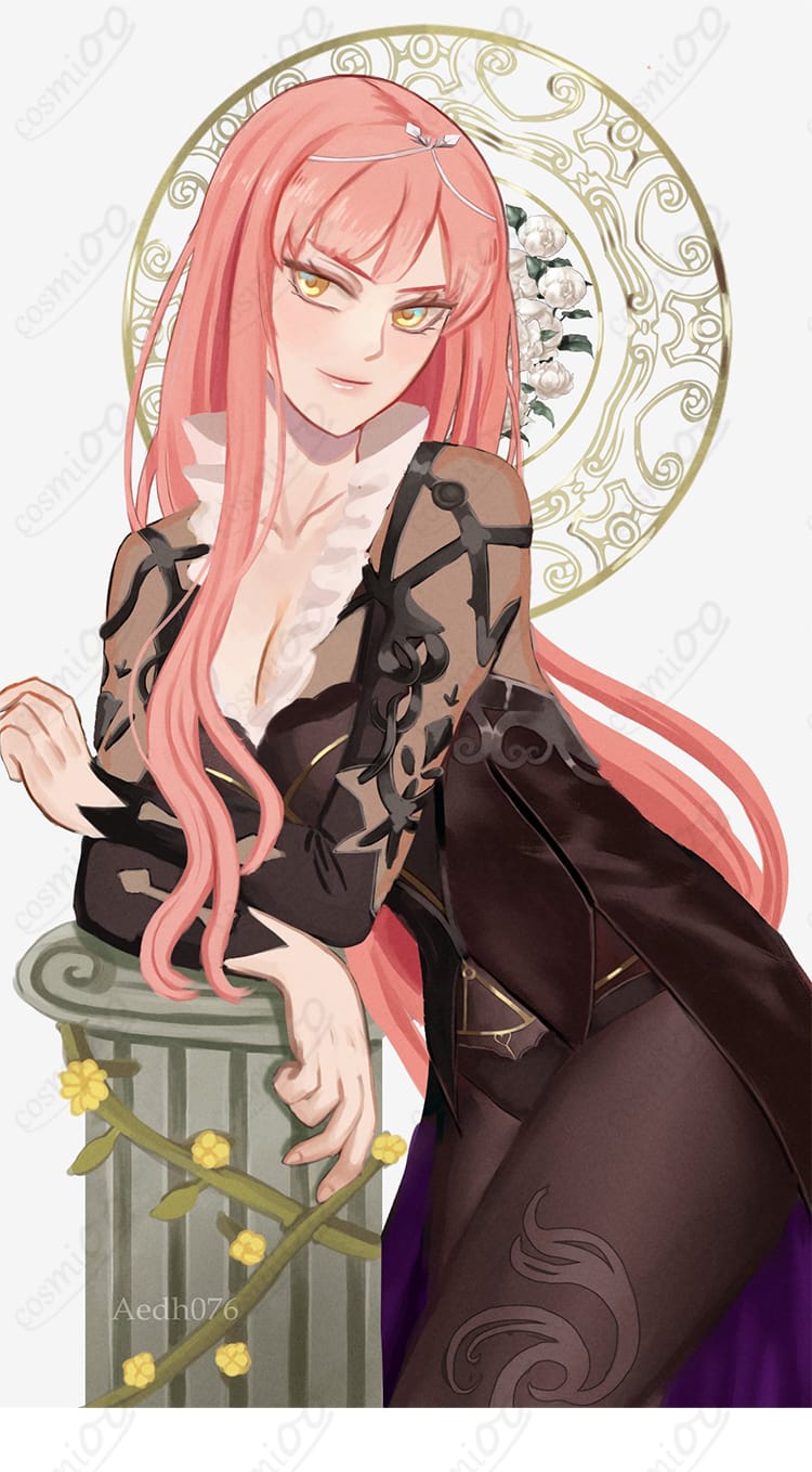 ノクナレア衣装の側面ディテールと装飾の質感(軽やかな生地感と縫製)