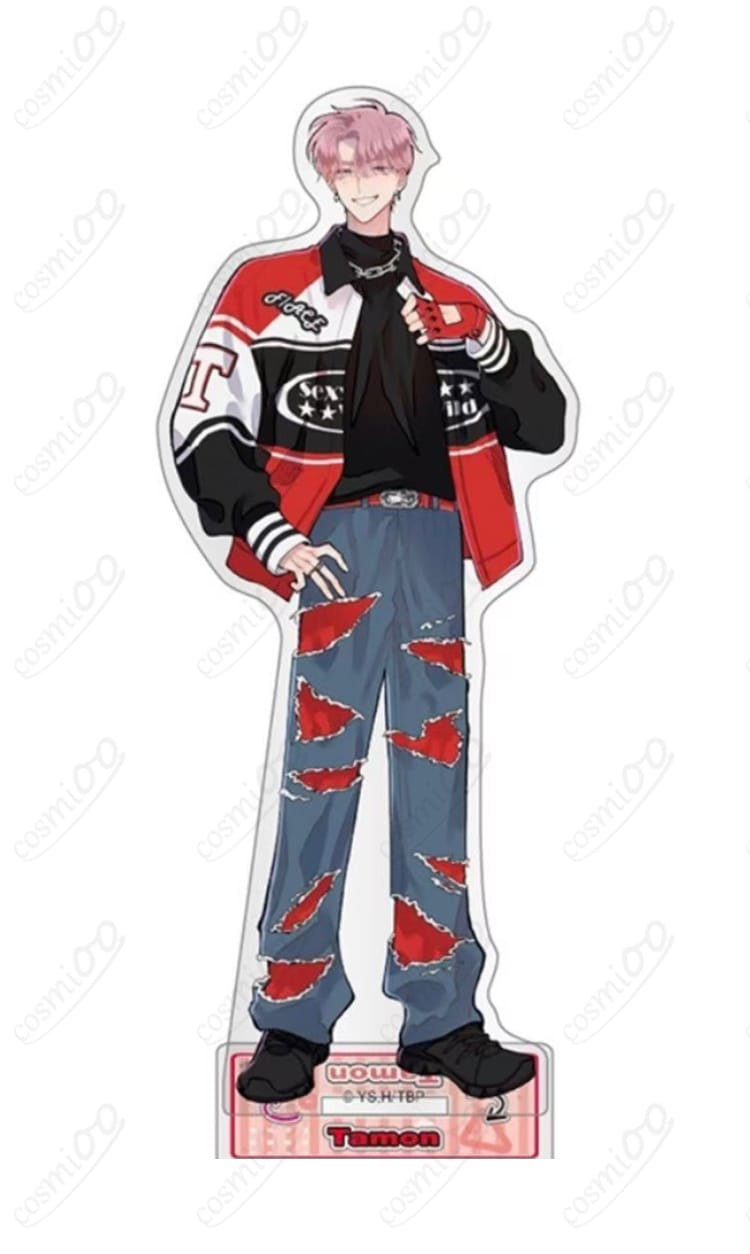 福原多聞のF/ACEアイドル衣装一式(コート・トップス・ベルト)を着用した全身イメージ。高コントラスト配色とクールなシルエットが分かる商品画像。