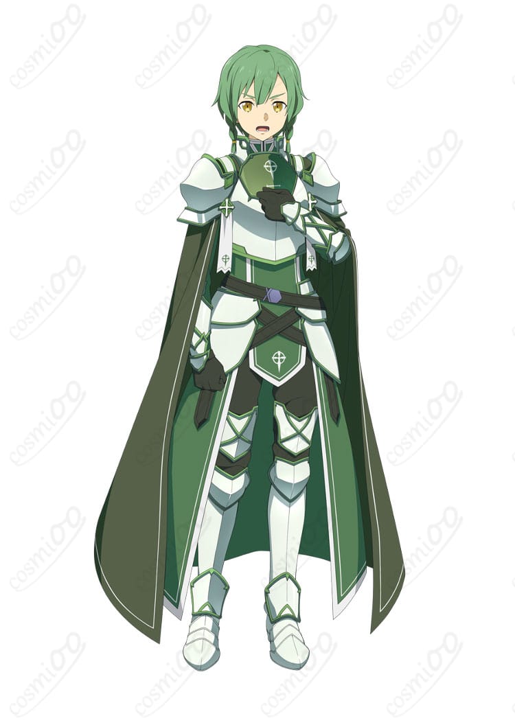 レンリ=シンセシス・トゥエニセブンの整合騎士衣装一式を正面から撮影した画像。マントと鎧パーツの立体感が分かる構図。