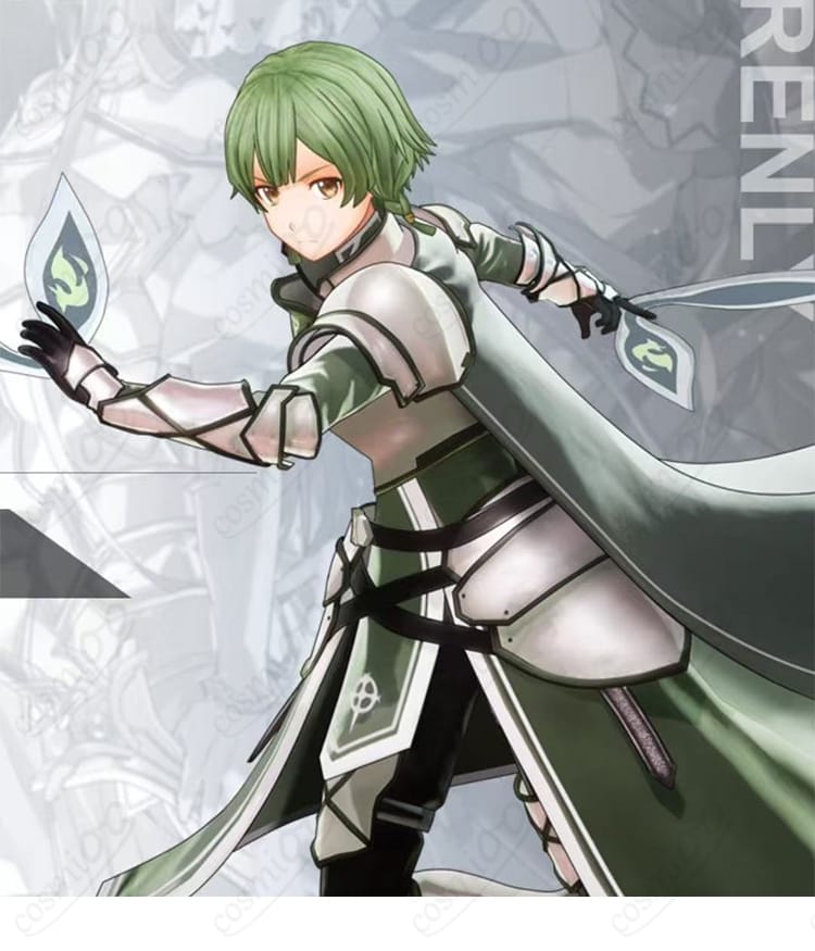 レンリ整合騎士衣装の鎧パーツとベルト周辺のディテールを強調した画像。固定構成と質感が伝わるクローズアップ。