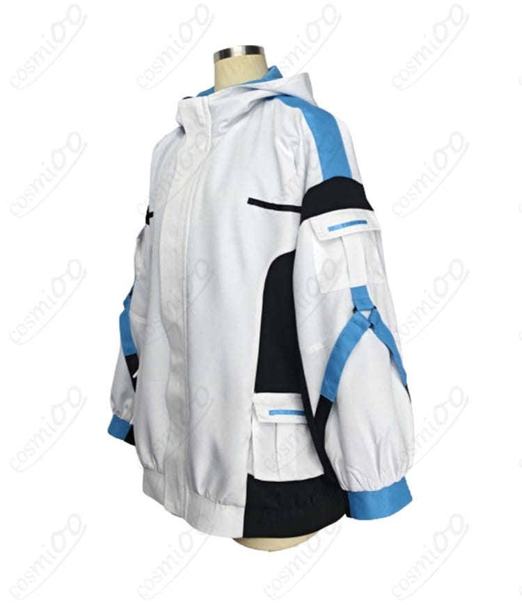 飛鳥馬トキ 臨戦コスプレ衣装の側面画像。ウエストポーチとレッグポーチの固定感が見える