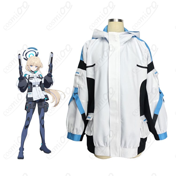 飛鳥馬トキ 臨戦コスプレ衣装の着用イメージ。コートとベルト、小物ポーチ構成がわかる全身カット