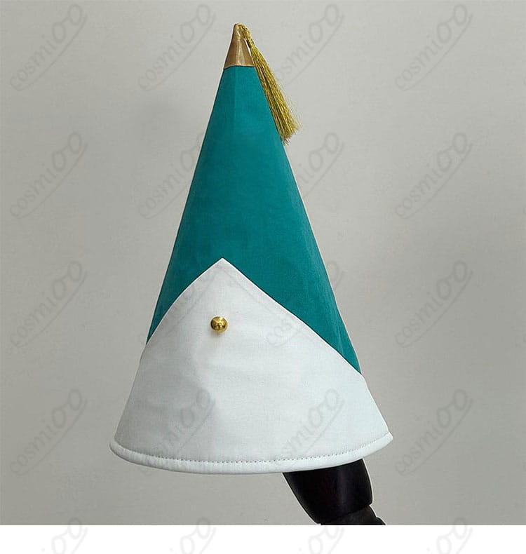 とんがり帽子の形状とブリムのカーブ、芯地で立つフォルム