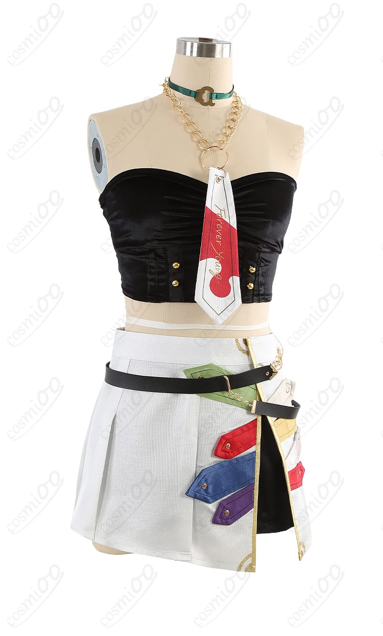 インナーと装飾のまとめ：胸元の切替え・ブレスレット・太もも飾りの質感