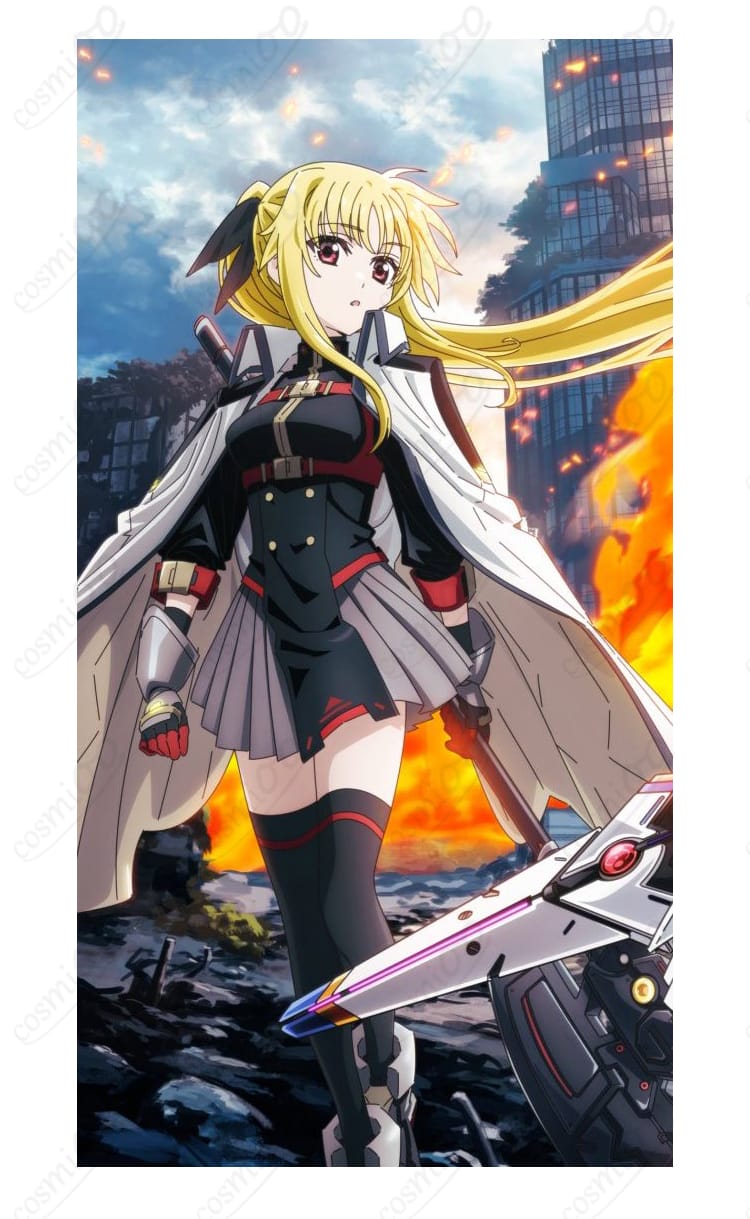 フェイト・テスタロッサのコスプレ衣装・全身イメージ写真（ハリ感のある表地、はだけにくい安定設計）