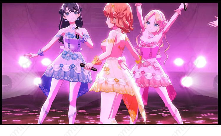 乙宗梢 三原色ステージ衣装のスカート左側ディテール(フレア感)
