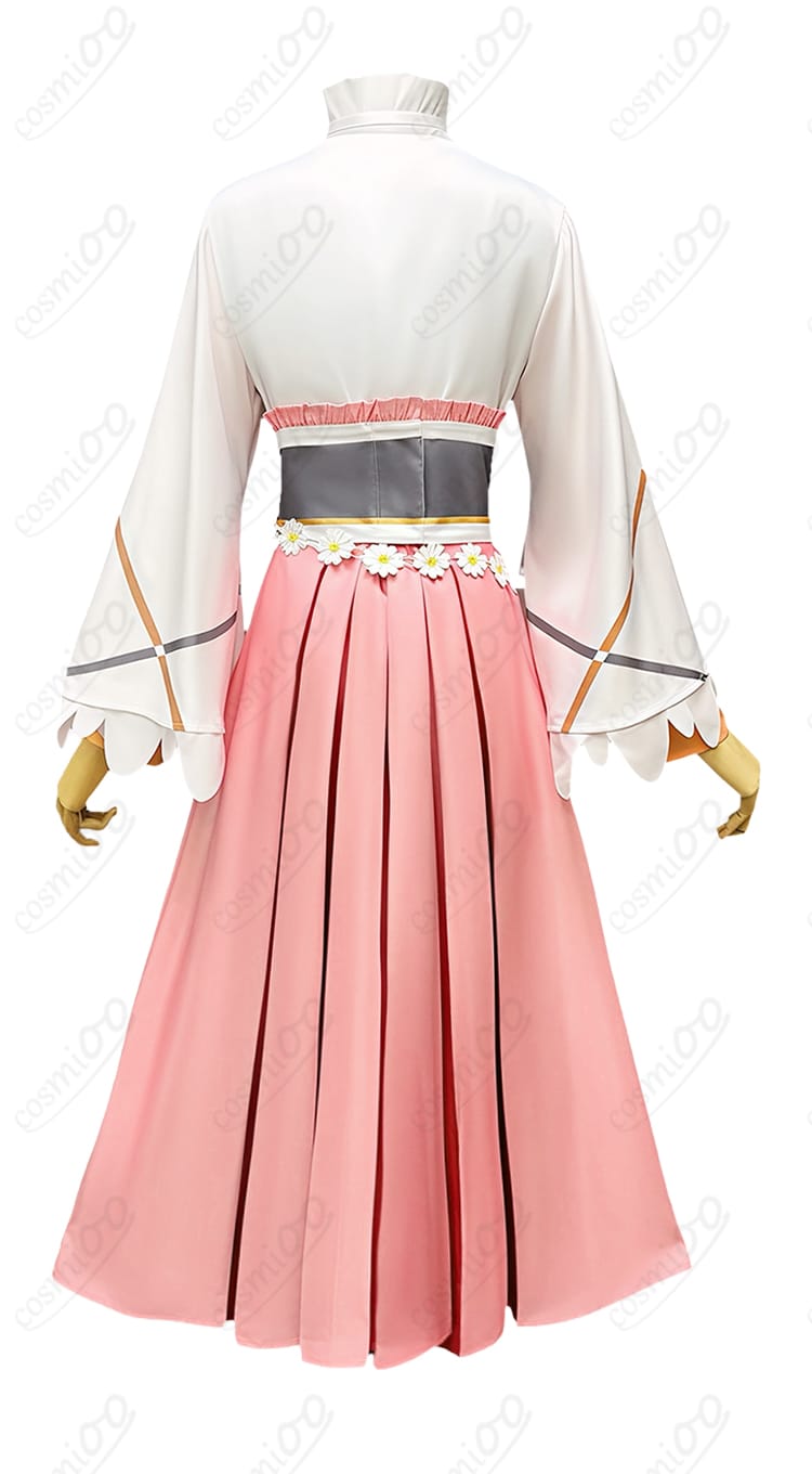 花葉雛菊コスプレ衣装の背面デザイン、上着と腰蝶結びの配置