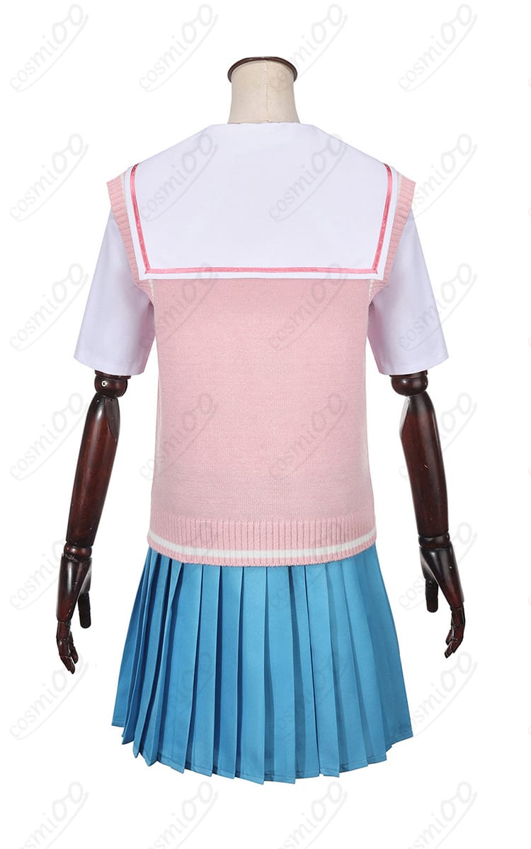 学園制服コスプレ ピンクベストセットの背面シルエット