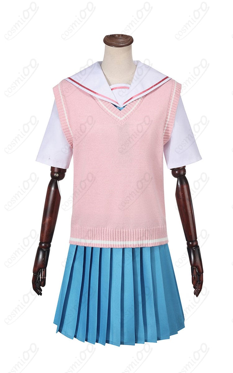 学園制服コスプレ ピンクベストセットの正面全体カット