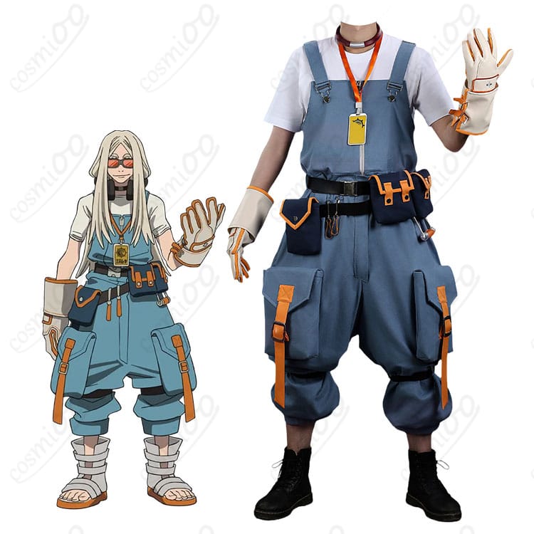 オーガスト・スティルザのキャラクター着用イメージ（ガチアクタ）サロペットと小物の全体コーデ