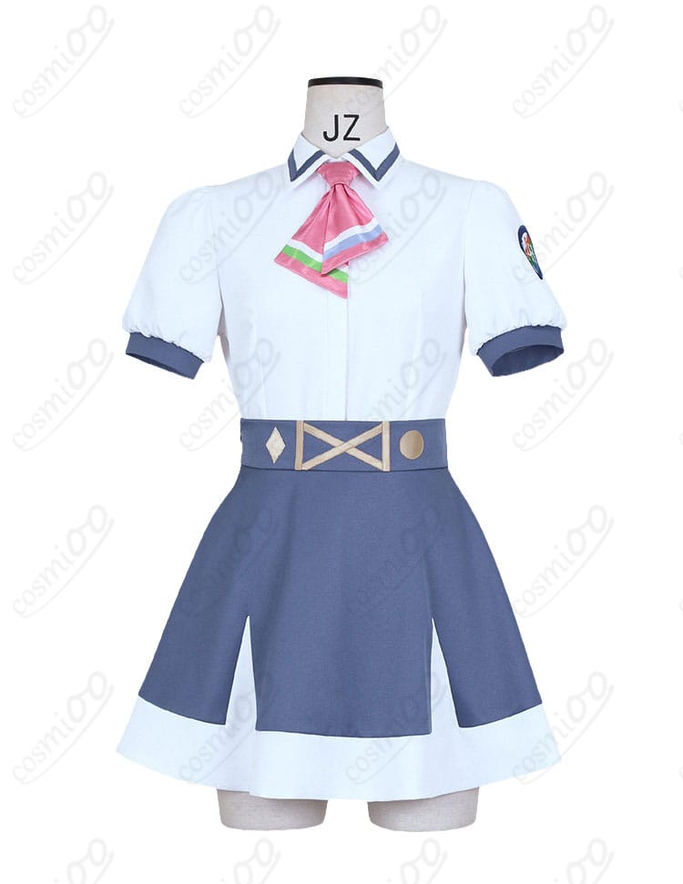 学園制服コスプレ衣装の正面フルコーデ（シャツ・スカート・スカーフ）